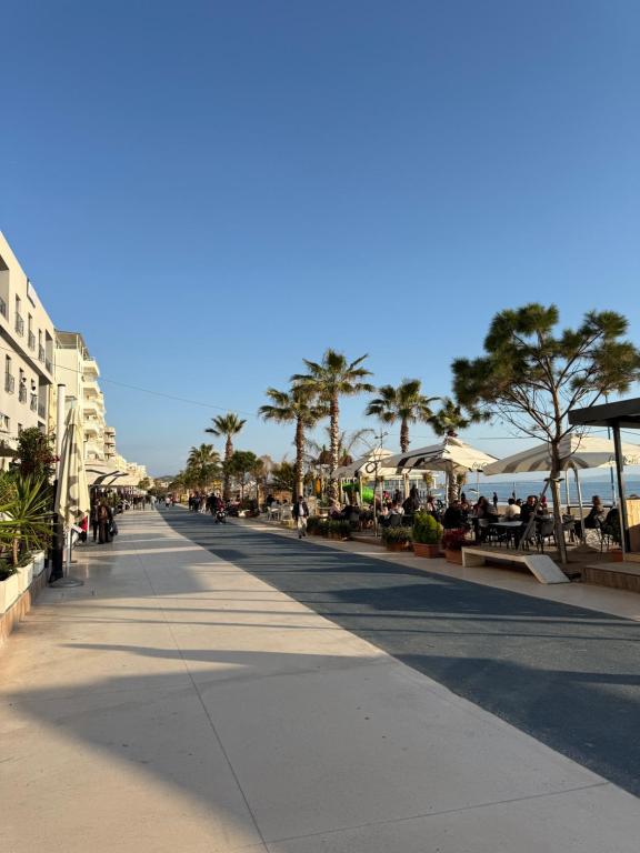Durrës seafront promenade lined with palm trees