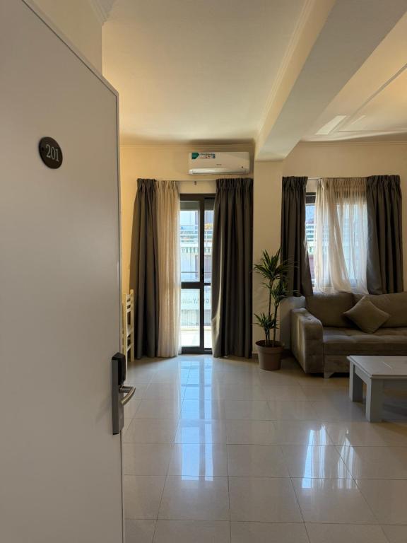 Entryway of suite 201 looking through to the living area